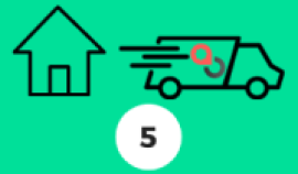 pictogramme numéro 5 avec un camion qui repart du domicile